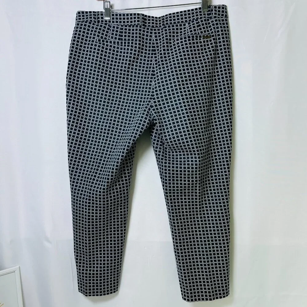 Navy White Plaid Capri Pants Size 14 Mid Rise‎ Slim Crop Career Chic